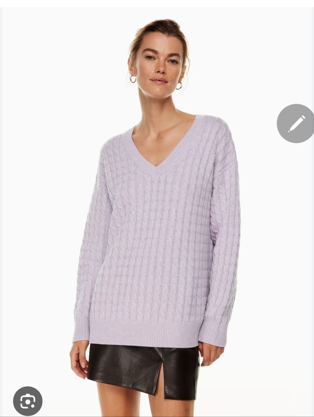 Wilfred Lilac Cable-Knit V-Neck Dimensions Sweater